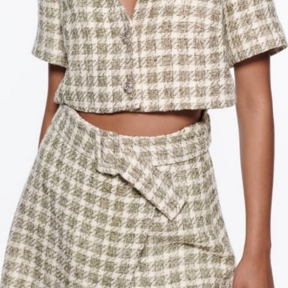 New Zara Grey White Cotton Tweed Weave Dress Size S - Picture 5 of 16